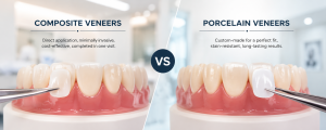 a guide to explaining the difference between composite veneers and porcelain veneers